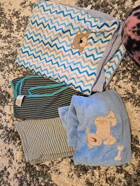 Baby Boy Blue & Brown Blanket Bundle | Set of 4